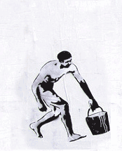 animation of man splashing water from a bucket