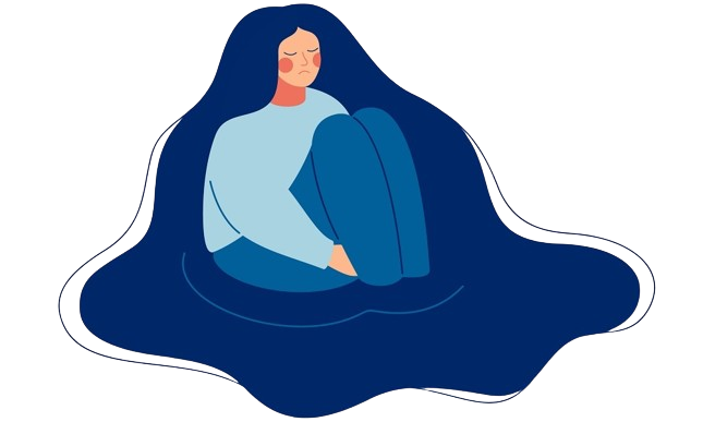 Illustration of blue sad girl